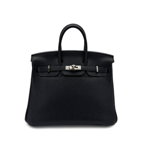 HERMES BIRKIN 25 BLACK TOGO HAND BAG □N SHW 90299077