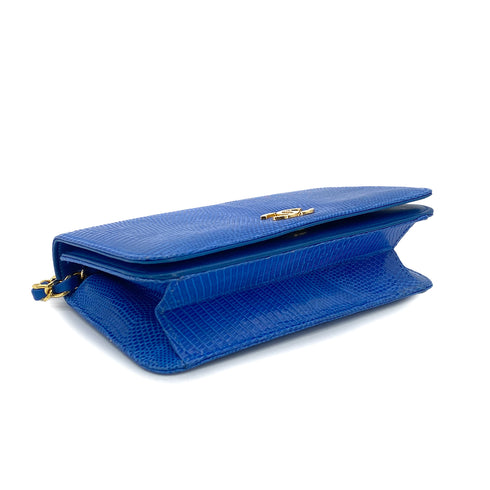 CHANEL VINTAGE FULL FLAP CHAIN SHOULDER BAG BLUE LIZARD 90299083 - PURPOSE