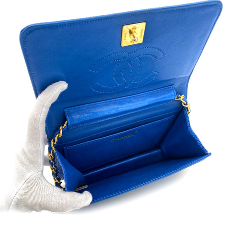 CHANEL VINTAGE FULL FLAP CHAIN SHOULDER BAG BLUE LIZARD 90299083 - PURPOSE