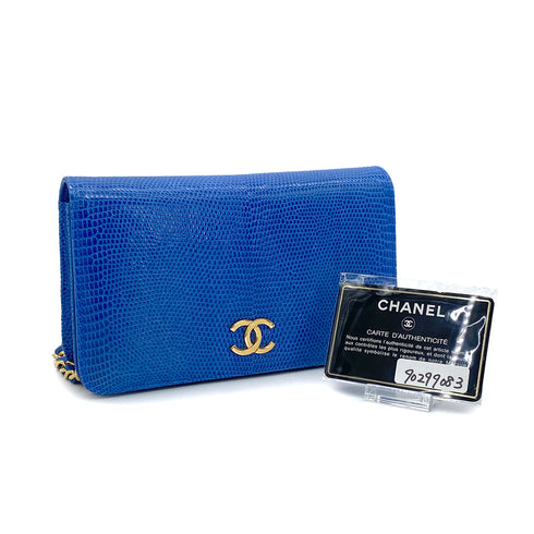 CHANEL VINTAGE FULL FLAP CHAIN SHOULDER BAG BLUE LIZARD 90299083 - PURPOSE