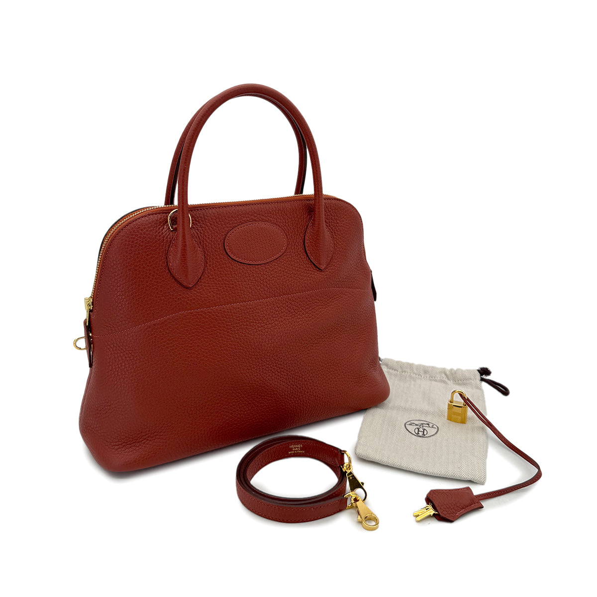 HERMES BOLIDE 31 ROUGE DUCHESSE TAURILLON CLEMENCE HAND SHOULDER BAG D 90299085