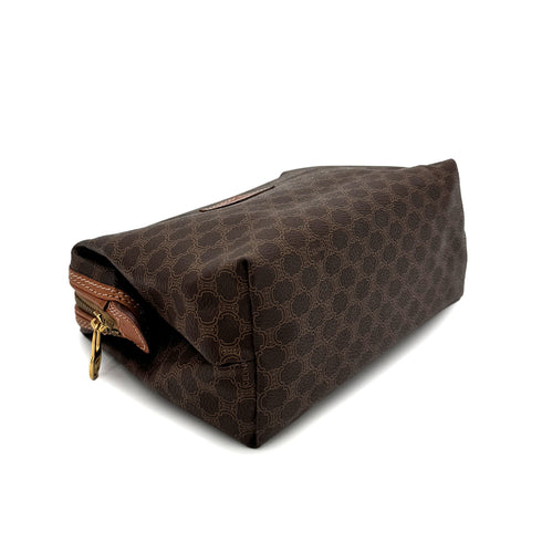 CELINE VINTAGE MACADAM CLUTCH BAG POUCH BROWN PVC LEATHER 90299086