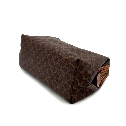 CELINE VINTAGE MACADAM CLUTCH BAG POUCH BROWN PVC LEATHER 90299086