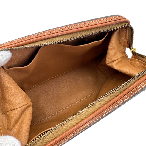 CELINE VINTAGE MACADAM CLUTCH BAG POUCH BROWN PVC LEATHER 90299086