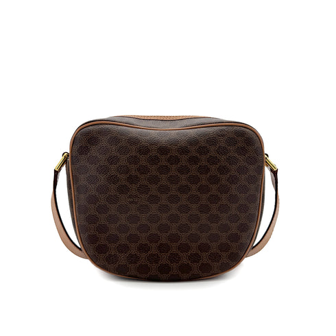 CELINE VINTAGE MACADAM SHOULDER BAG BROWN PVC LEATHER 90299088