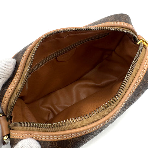 CELINE VINTAGE MACADAM SHOULDER BAG BROWN PVC LEATHER 90299088