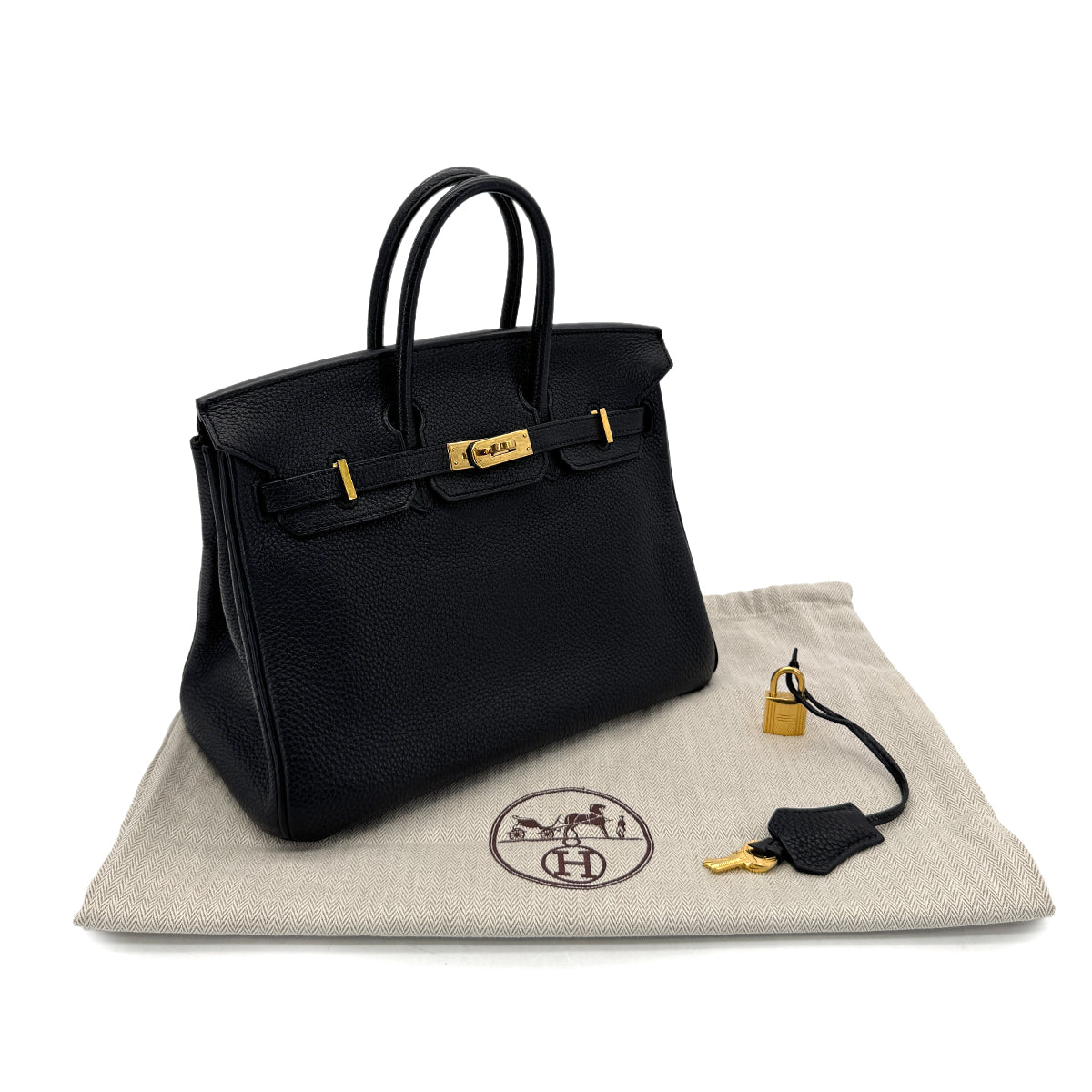 HERMES BIRKIN 25 BLACK TOGO HAND BAG □M GHW 90299092
