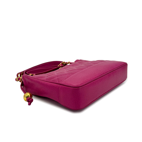 CHANEL VINTAGE MATELASSE COCO BALL CHAIN SHOULDER BAG PINK CAVIAR SKIN 90299094 - PURPOSE