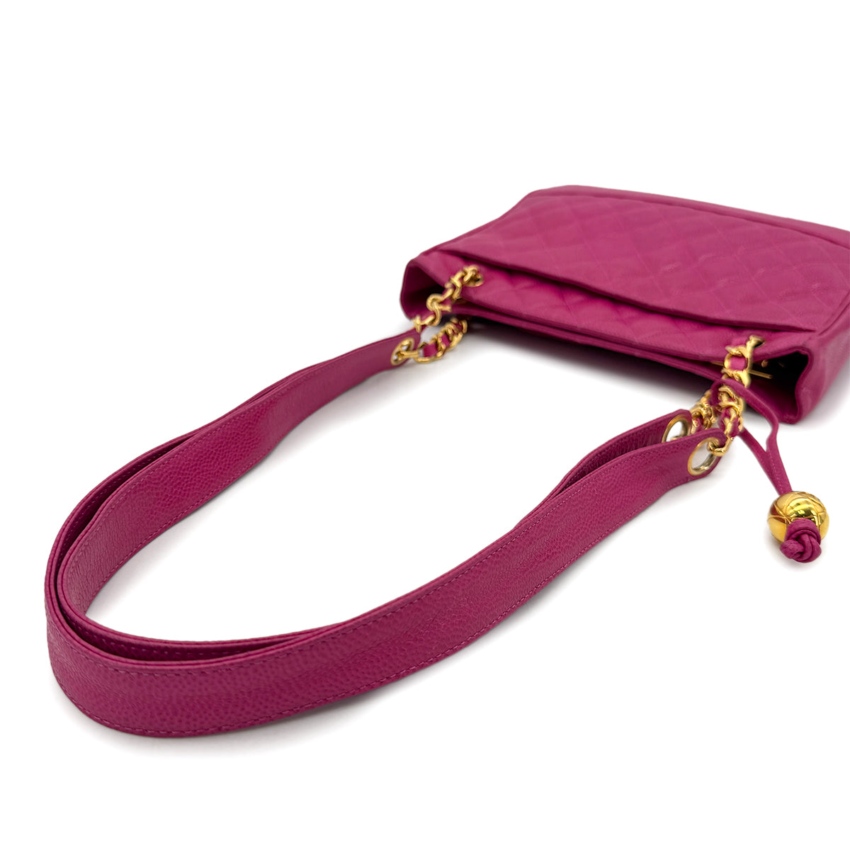 CHANEL VINTAGE MATELASSE COCO BALL CHAIN SHOULDER BAG PINK CAVIAR SKIN 90299094