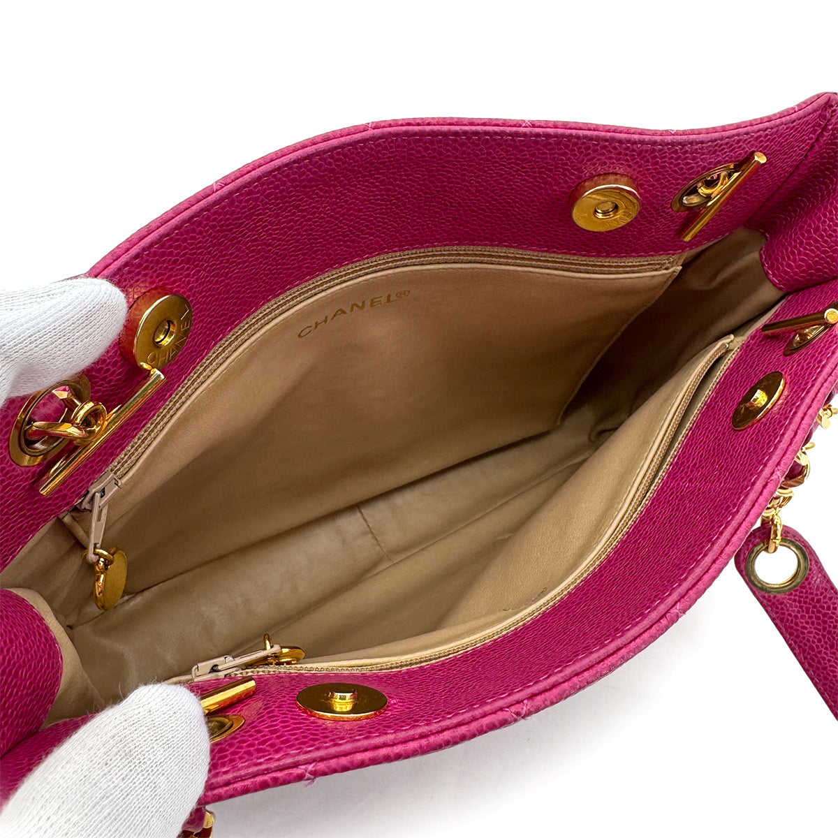 CHANEL VINTAGE MATELASSE COCO BALL CHAIN SHOULDER BAG PINK CAVIAR SKIN 90299094