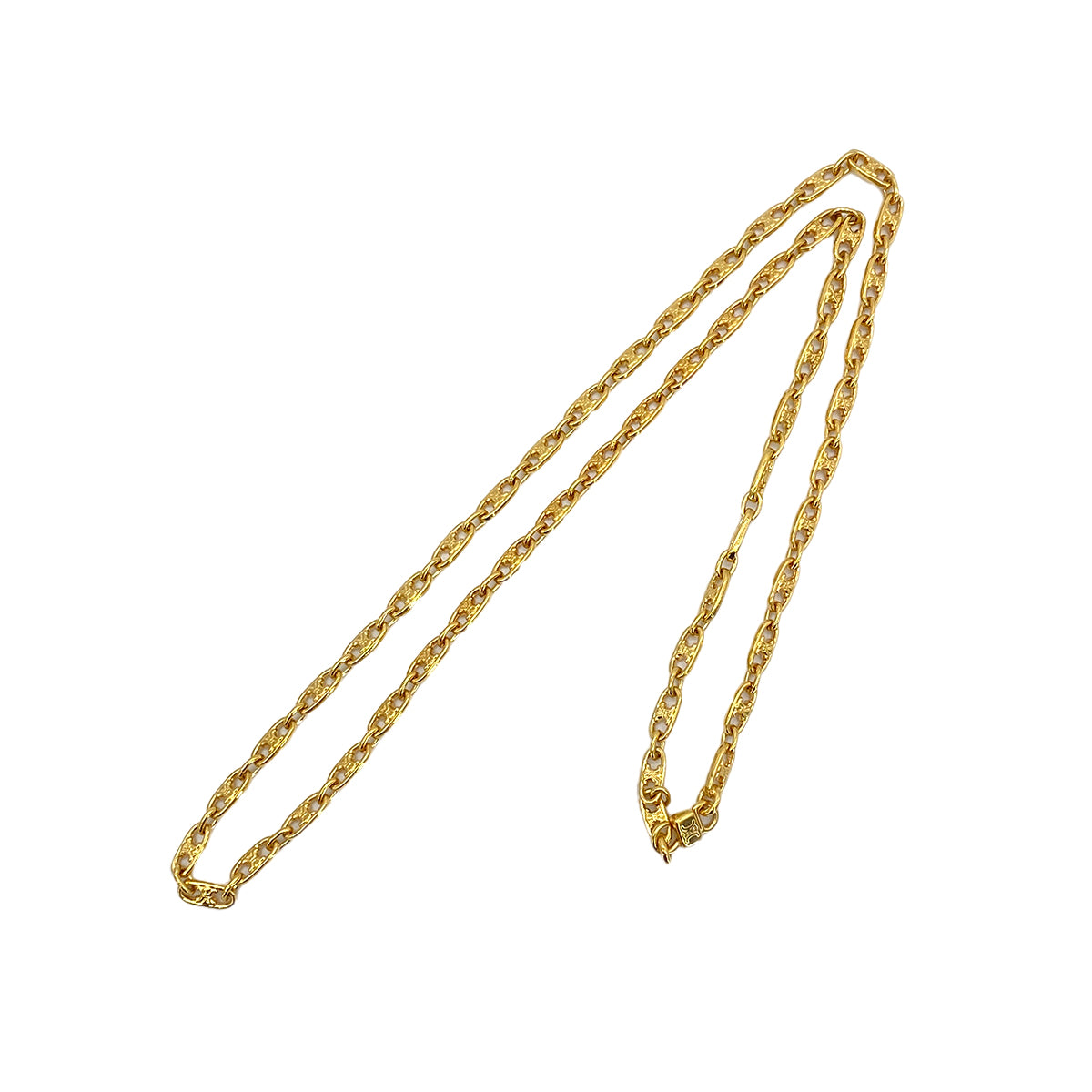 CELINE VINTAGE MACADAM LONG CHAIN NECKLACE GOLD ACCESSORY 90299112