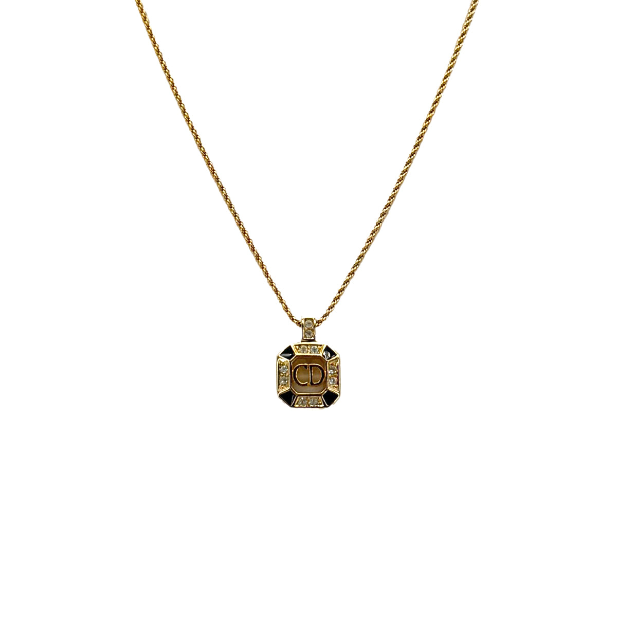 CHRISTIAN DIOR NECKLACE CD LOGO RHINESTONE GOLD ACCESSORY 90299113