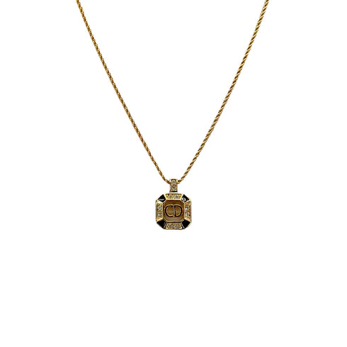CHRISTIAN DIOR NECKLACE CD LOGO RHINESTONE GOLD ACCESSORY 90299113 - PURPOSE