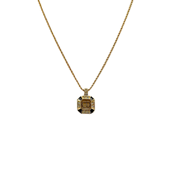 CHRISTIAN DIOR NECKLACE CD LOGO RHINESTONE GOLD ACCESSORY 90299113 - PURPOSE