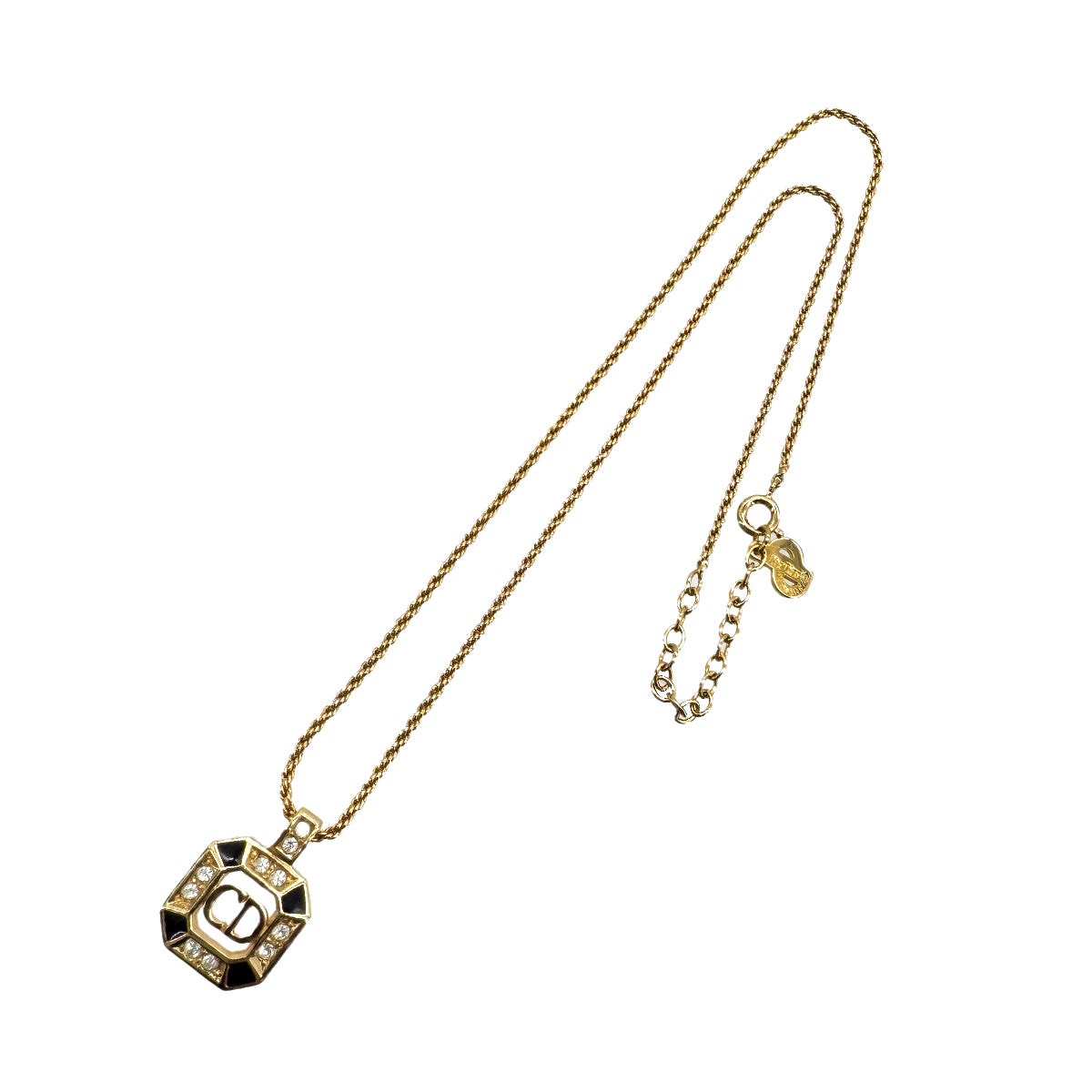CHRISTIAN DIOR NECKLACE CD LOGO RHINESTONE GOLD ACCESSORY 90299113