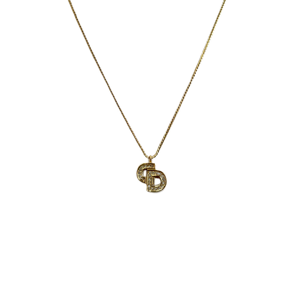 CHRISTIAN DIOR NECKLACE CD LOGO RHINESTONE GOLD ACCESSORY 90299114