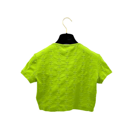 CHANEL VINTAGE COCOMARK HALF SLEEVE SHORT TOPS GREEN NYLON 38 97P RTW 90299119