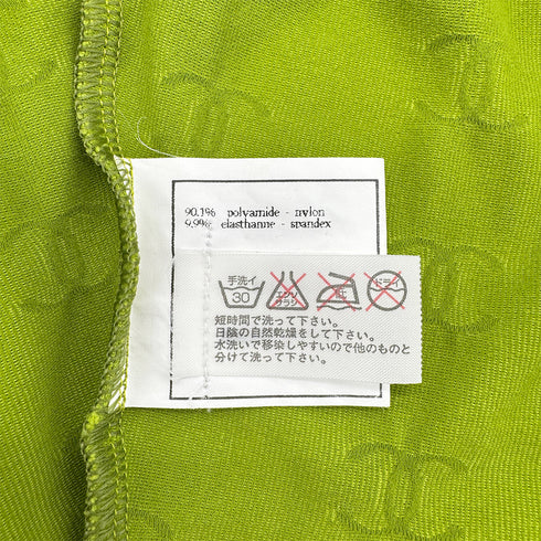 CHANEL VINTAGE COCOMARK HALF SLEEVE SHORT TOPS GREEN NYLON 38 97P RTW 90299119