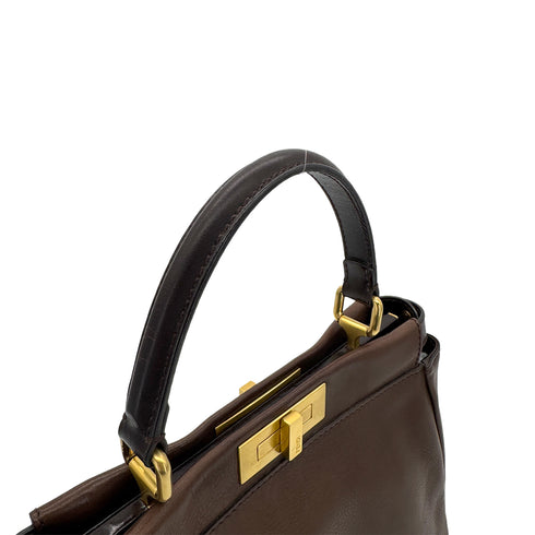 FENDI PEEKABOO REGULAR HAND SHOULDER BAG LEATHER BROWN 8BN226 90299152 - PURPOSE