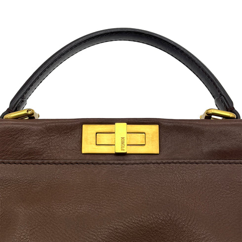 FENDI PEEKABOO REGULAR HAND SHOULDER BAG LEATHER BROWN 8BN226 90299152 - PURPOSE
