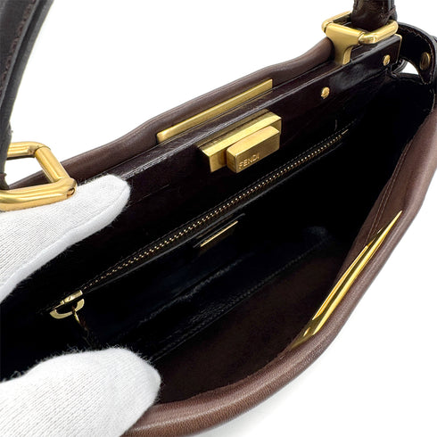 FENDI PEEKABOO REGULAR HAND SHOULDER BAG LEATHER BROWN 8BN226 90299152 - PURPOSE
