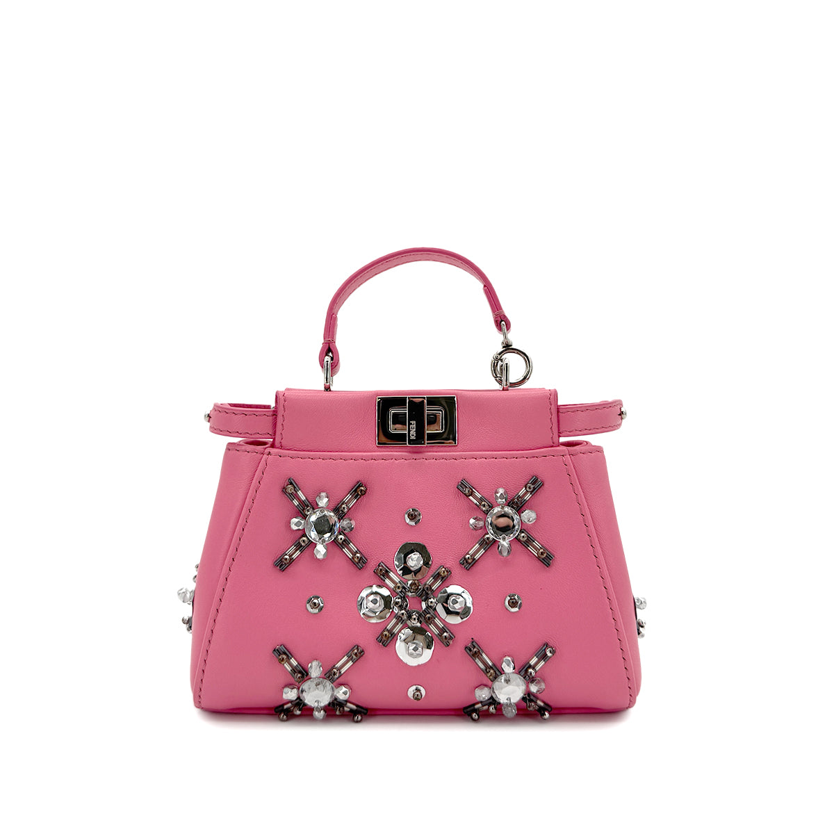 FENDI MICRO PEEKABOO HAND SHOULDER BAG LEATHER PINK BIJOU 8M0355 90299157