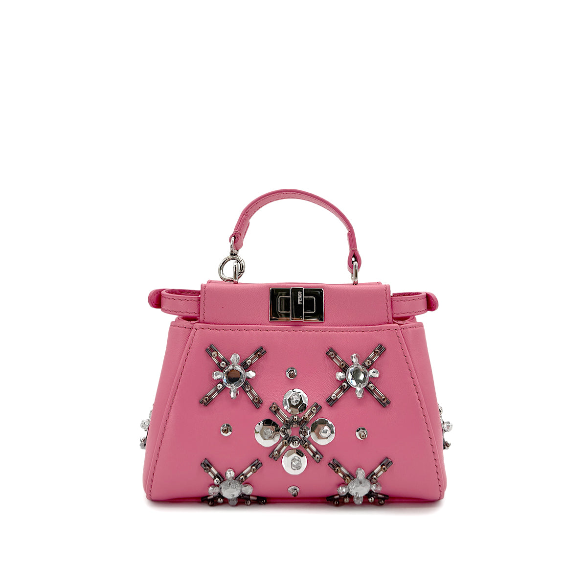 FENDI MICRO PEEKABOO HAND SHOULDER BAG LEATHER PINK BIJOU 8M0355 90299157
