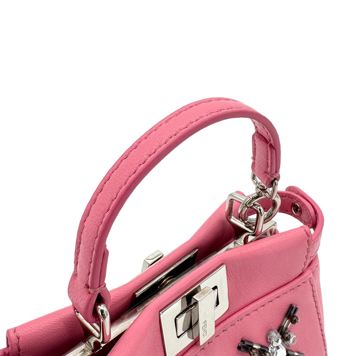FENDI MICRO PEEKABOO HAND SHOULDER BAG LEATHER PINK BIJOU 8M0355 90299157