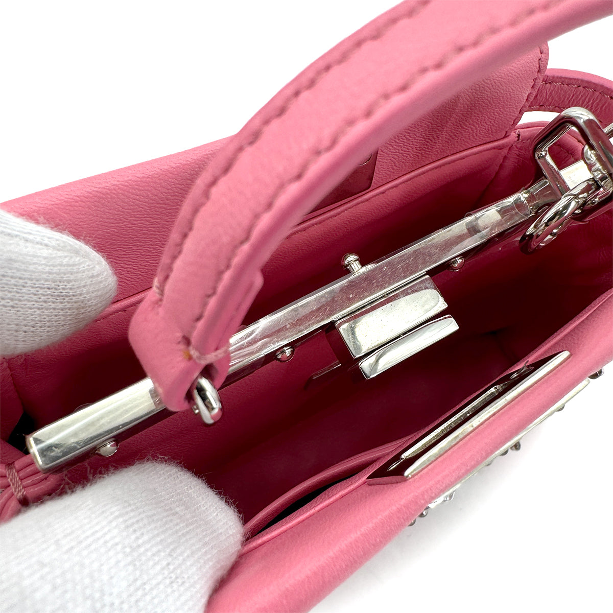 FENDI MICRO PEEKABOO HAND SHOULDER BAG LEATHER PINK BIJOU 8M0355 90299157