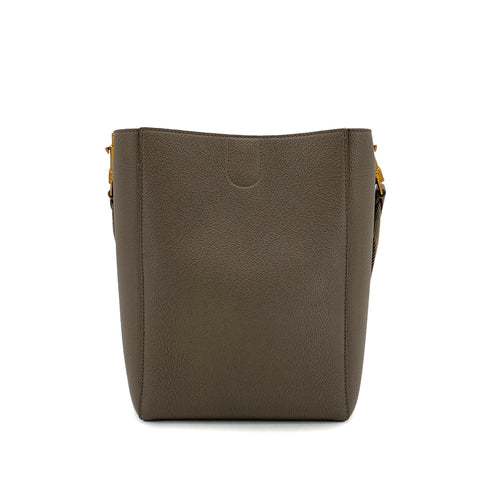 CELINE SANGLE SMALL BUCKET SHOULDER BAG GRAY LEATHER 90299160