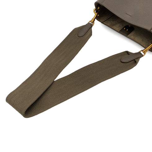 CELINE SANGLE SMALL BUCKET SHOULDER BAG GRAY LEATHER 90299160