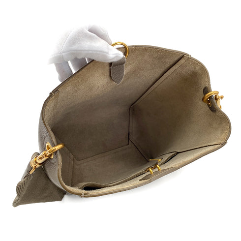 CELINE SANGLE SMALL BUCKET SHOULDER BAG GRAY LEATHER 90299160