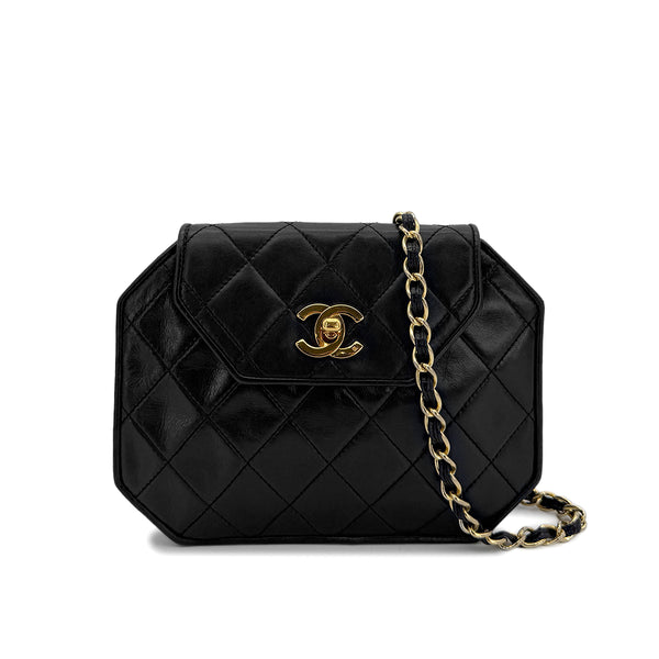 CHANEL VINTAGE MATELASSE CHAIN SHOULDER BAG BLACK LAMB SKIN 90299168 - PURPOSE