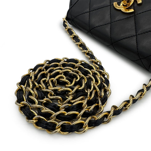 CHANEL VINTAGE MATELASSE CHAIN SHOULDER BAG BLACK LAMB SKIN 90299168 - PURPOSE