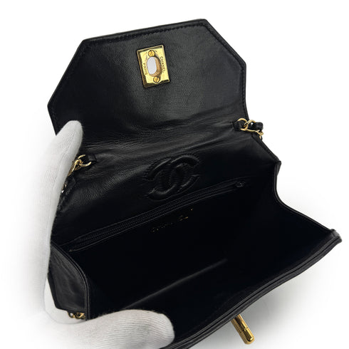 CHANEL VINTAGE MATELASSE CHAIN SHOULDER BAG BLACK LAMB SKIN 90299168 - PURPOSE