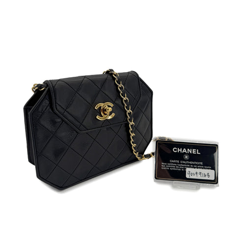 CHANEL VINTAGE MATELASSE CHAIN SHOULDER BAG BLACK LAMB SKIN 90299168 - PURPOSE