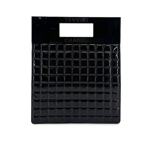 CHANEL VINTAGE CHOCOLATE BAR HAND BAG BLACK PERPEX ENAMEL 90299171
