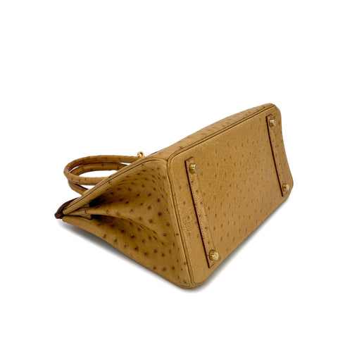 HERMES BIRKIN 30 CHESTNUT OSTRICH HAND BAG □D GOLD HARDWARE 90299293 - PURPOSE