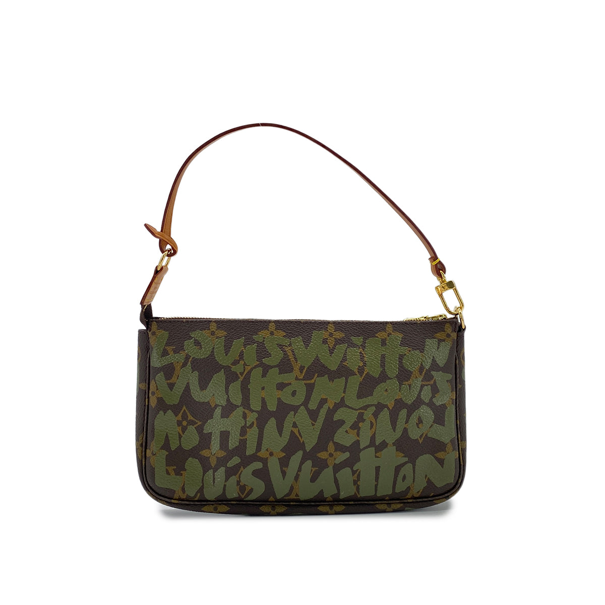 LOUIS VUITTON MONOGRAM GRAFFITI POCHETTE ACCESSOIRES HAND BAG BROWN GREEN M92191 90299295