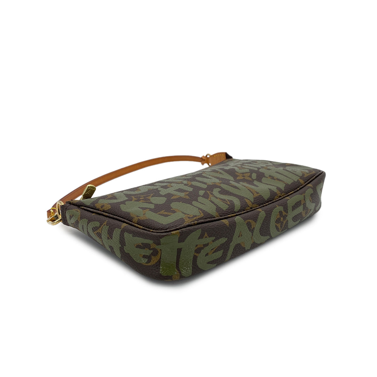 LOUIS VUITTON MONOGRAM GRAFFITI POCHETTE ACCESSOIRES HAND BAG BROWN GREEN M92191 90299295