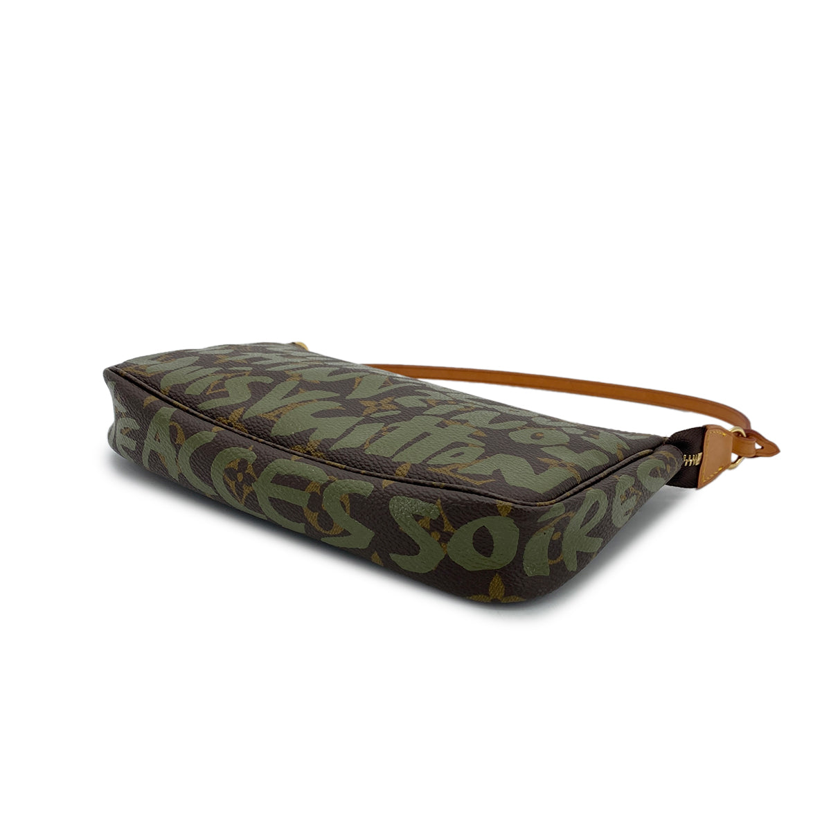 LOUIS VUITTON MONOGRAM GRAFFITI POCHETTE ACCESSOIRES HAND BAG BROWN GREEN M92191 90299295