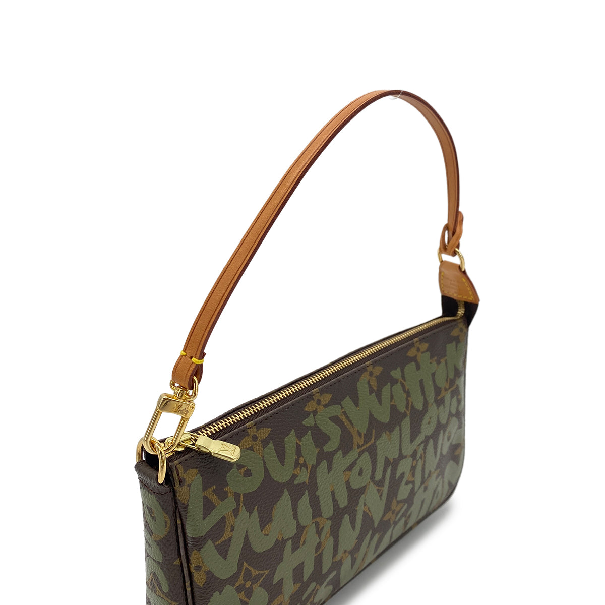 LOUIS VUITTON MONOGRAM GRAFFITI POCHETTE ACCESSOIRES HAND BAG BROWN GREEN M92191 90299295