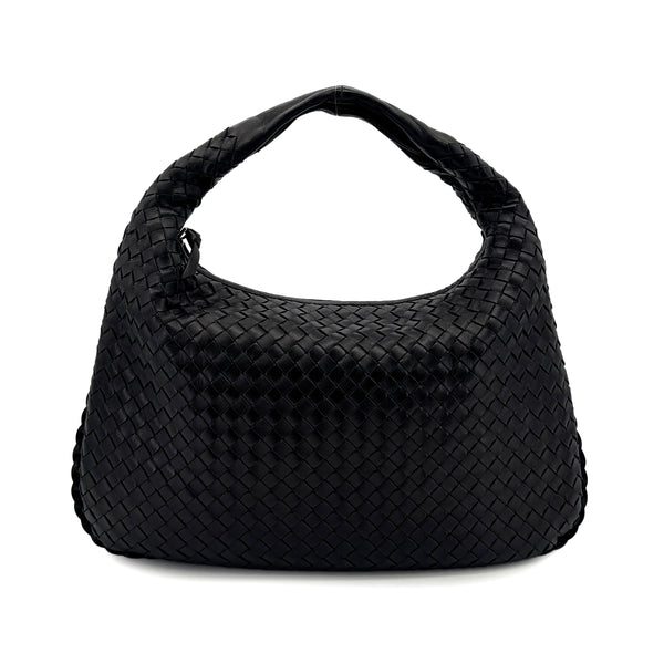 BOTTEGA VENETA INTRECCIATO HOBO SHOULDER BAG BLACK LEATHER 90299298