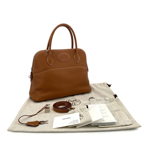 HERMES BOLIDE 31 GOLD TAURILLON CLEMENCE HAND SHOULDER BAG C SHW 90299301