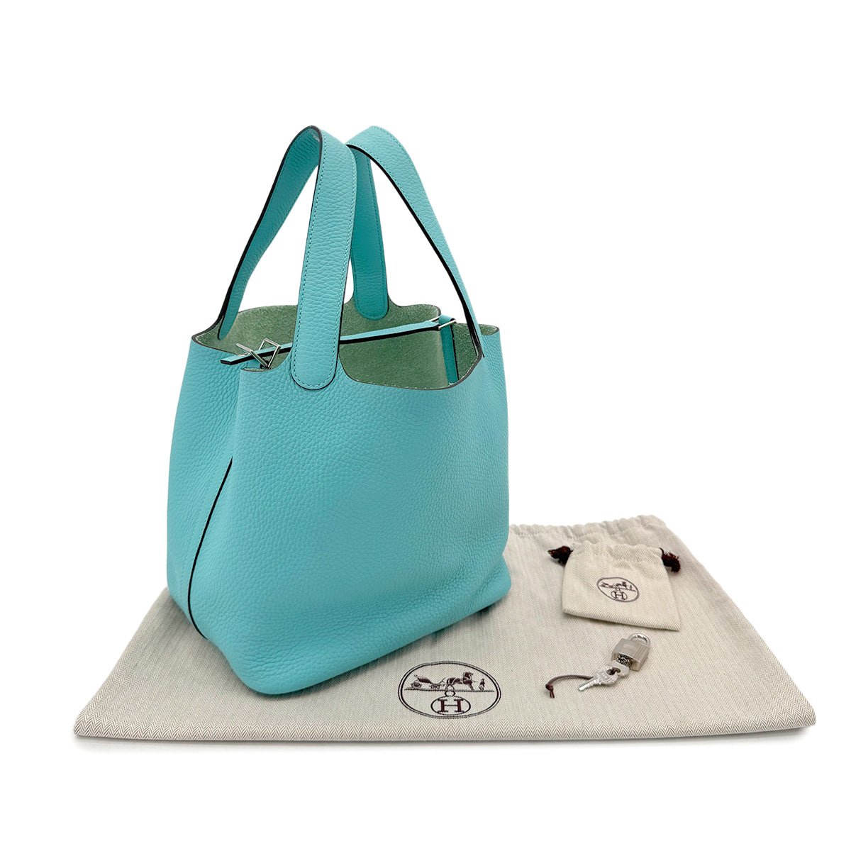 HERMES PICOTIN LOCK MM BLUE ATOLL TAURILLON CLEMENCE HAND BAG A SHW 90299303
