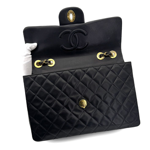 CHANEL VINTAGE MAXI MATELASSE 34 CHAIN SHOULDER BAG BLACK LAMB SKIN 90299307 - PURPOSE