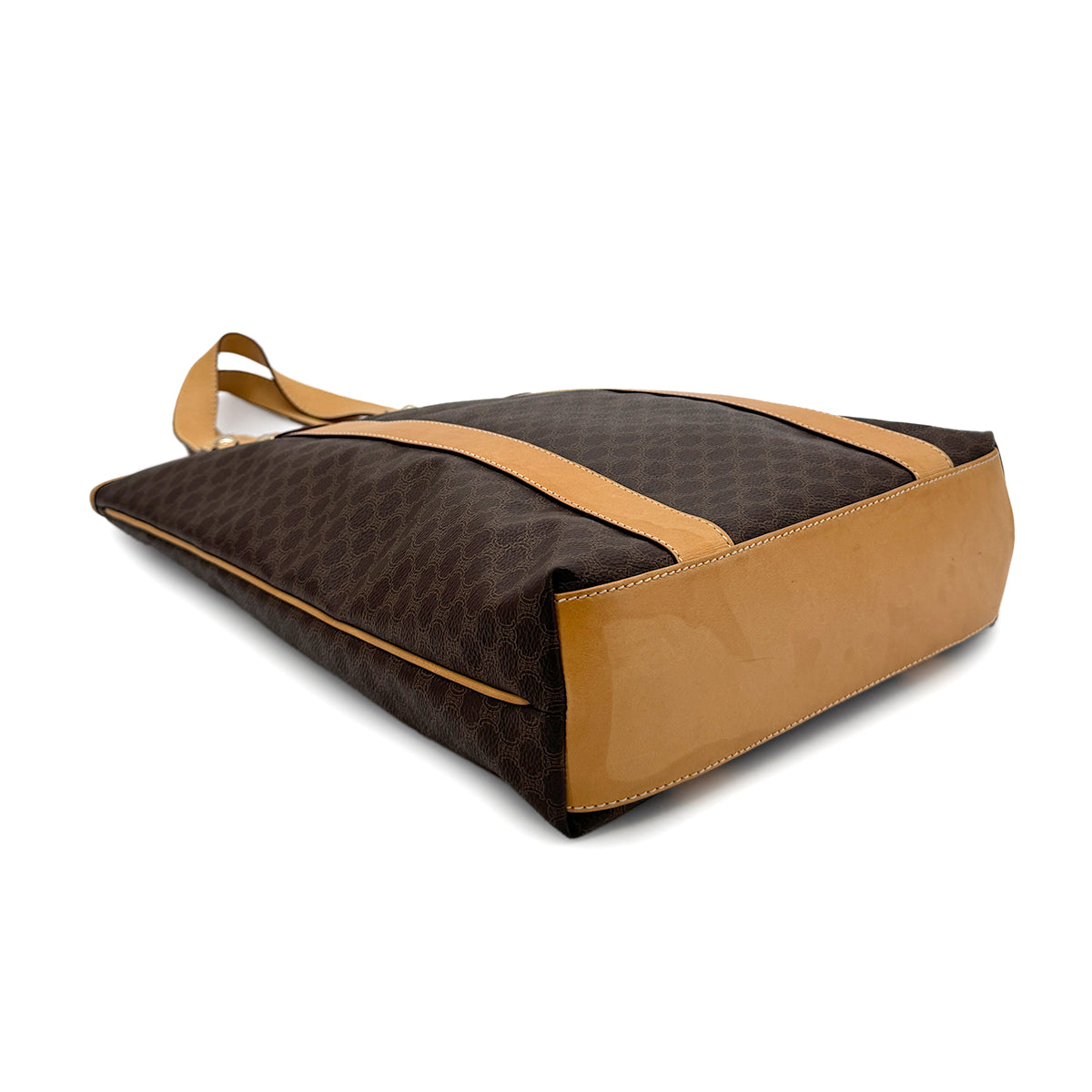 CELINE VINTAGE MACADAM TOTE BAG BROWN PVC LEATHER 90299309