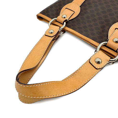 CELINE VINTAGE MACADAM TOTE BAG BROWN PVC LEATHER 90299309