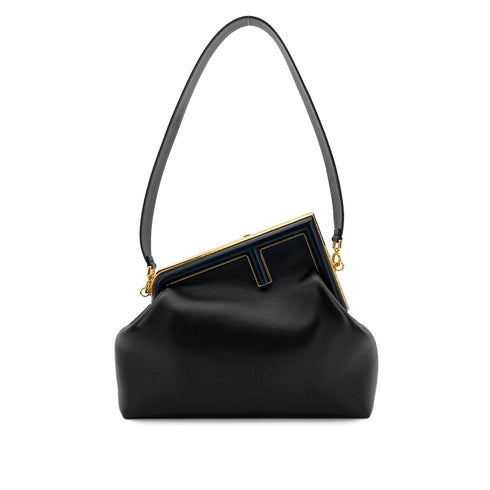 FENDI FIRST MEDIUM CLUTCH SHOULDER BAG LEATHER BLACK 8BP127 90299314 - PURPOSE