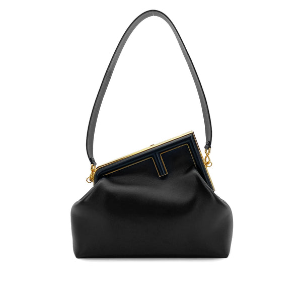 FENDI FIRST MEDIUM CLUTCH SHOULDER BAG LEATHER BLACK 8BP127 90299314 - PURPOSE